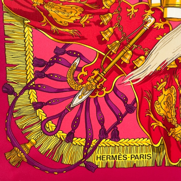 NWT Auth Hermès Carré 90 "Caparacons" in Fuchsia and Rose - Picture 6 of 10